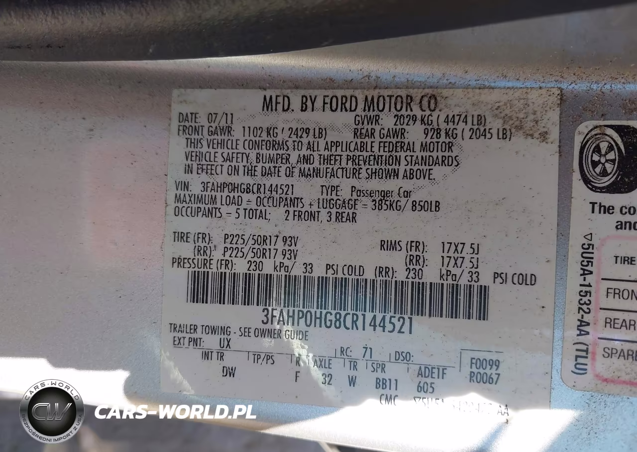 2012 Ford Fusion Se VIN:3FAHP0HG8CR144521 - 9