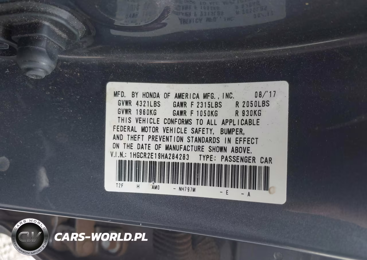 2017 Honda Accord Sport Se VIN:1HGCR2E19HA284283 - 9