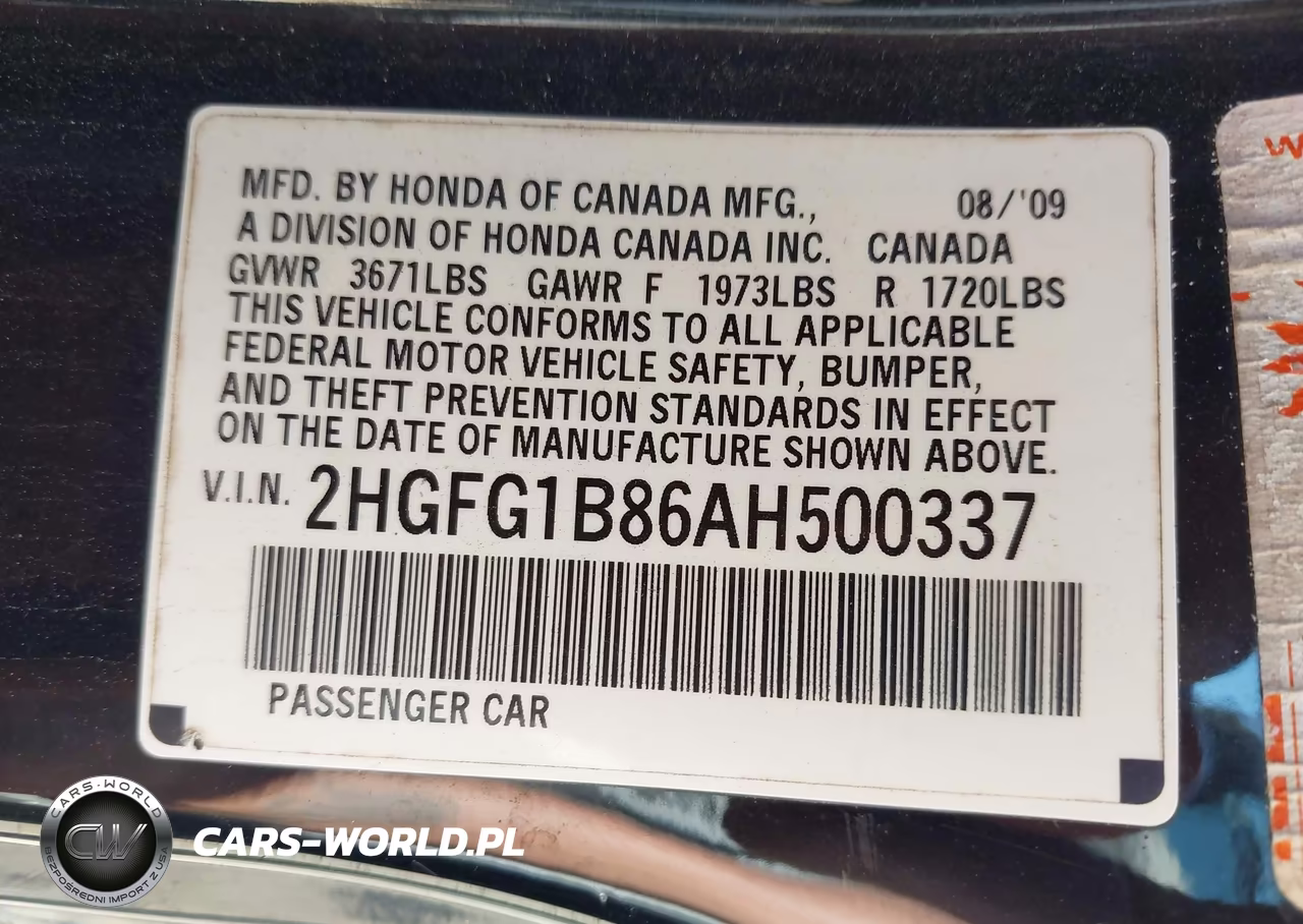 2010 Honda Civic Ex VIN:2HGFG1B86AH500337 - 9