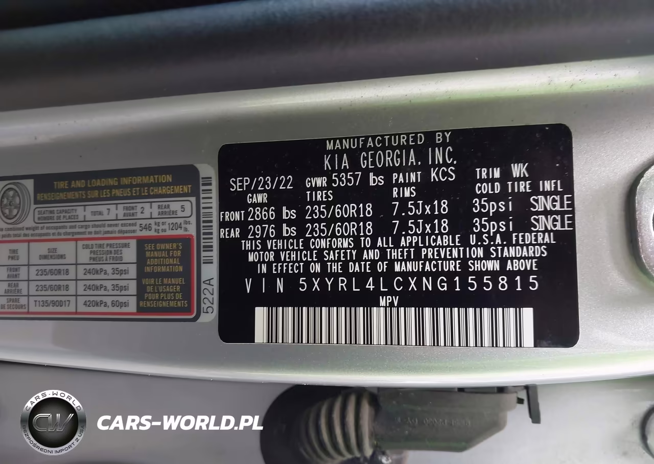 2022 Kia Sorento S VIN:5XYRL4LCXNG155815 - 9