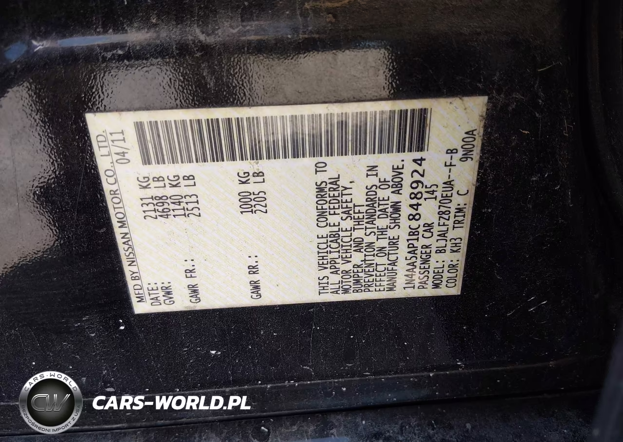 2011 Nissan Maxima 3.5 Sv VIN:1N4AA5AP1BC848924 - 9