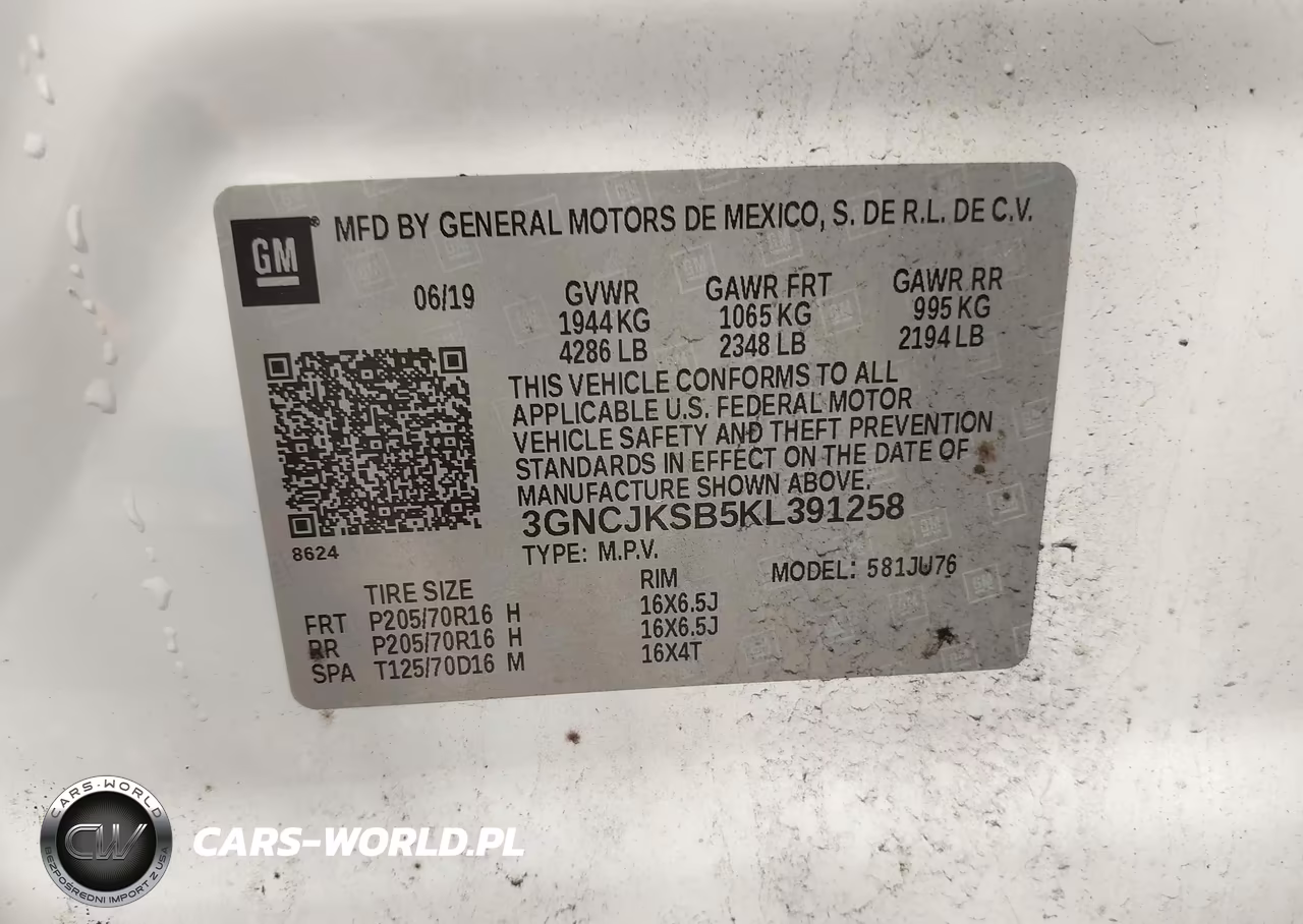 2019 Chevrolet Trax Ls VIN:3GNCJKSB5KL391258 - 9