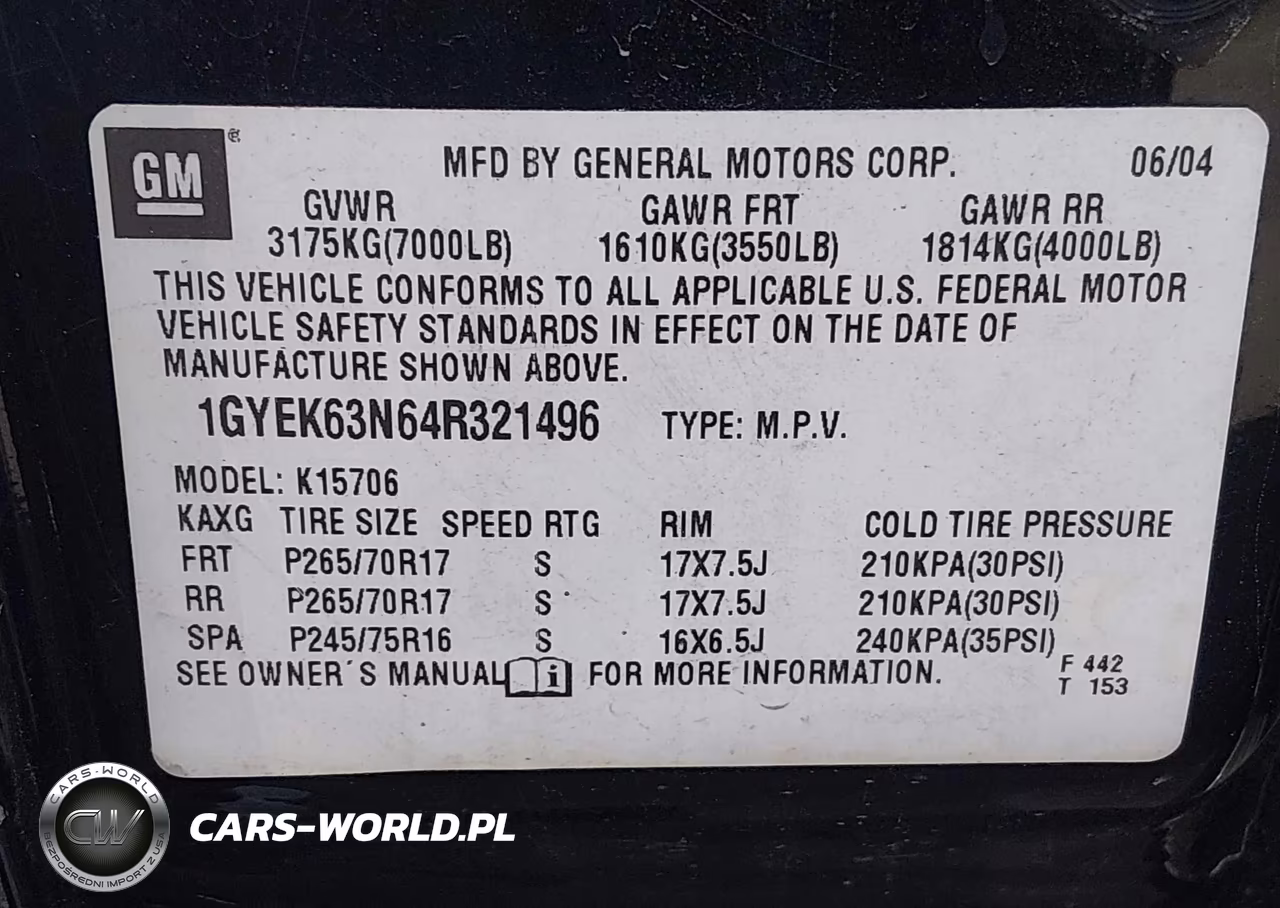 2004 Cadillac Escalade Standard VIN:1GYEK63N64R321496 - 9