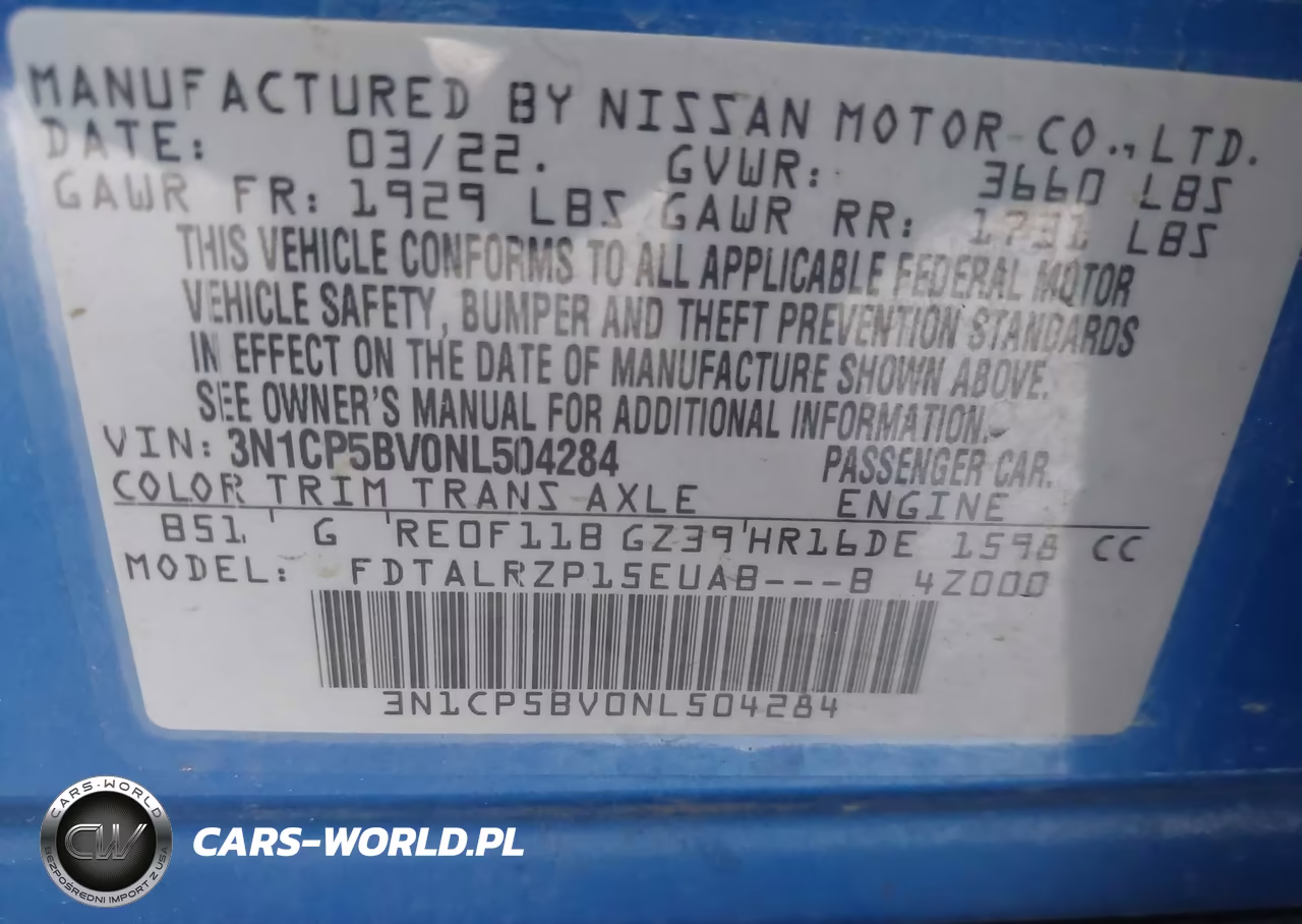 2022 Nissan Kicks S Xtronic Cvt VIN:3N1CP5BV0NL504284 - 9