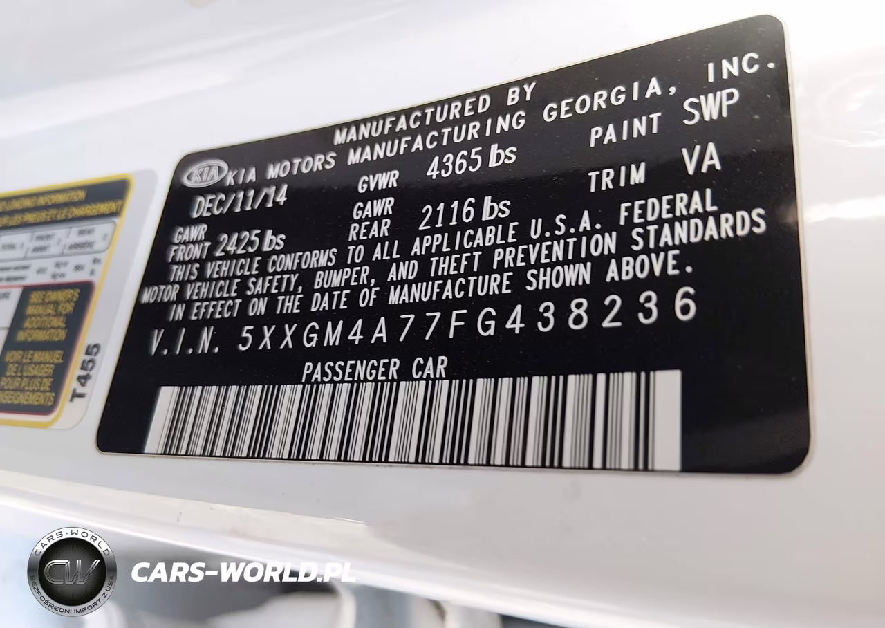 2015 Kia Optima Lx VIN:5XXGM4A77FG438236 - 9