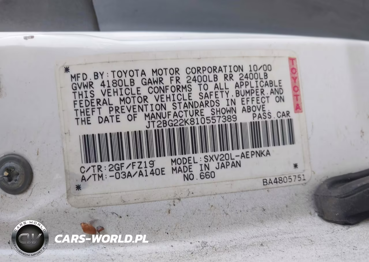 2001 Toyota Camry Le VIN:JT2BG22K810557389 - 9