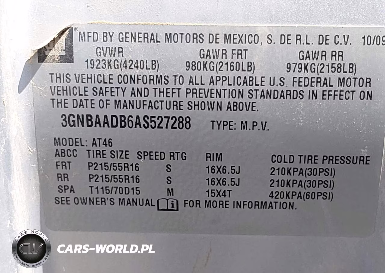 2010 Chevrolet Hhr Ls VIN:3GNBAADB6AS527288 - 9