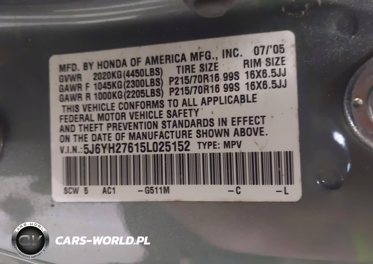 2005 Honda Element Ex VIN:5J6YH27615L025152 - 9
