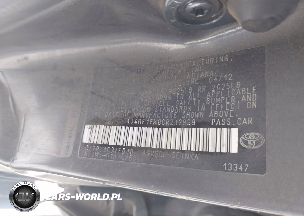 2012 Toyota Camry Le VIN:4T4BF1FK8CR212939 - 9