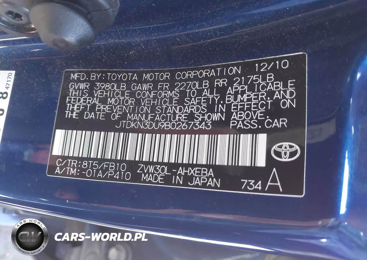 2011 Toyota Prius Two VIN:JTDKN3DU9B0267343 - 9
