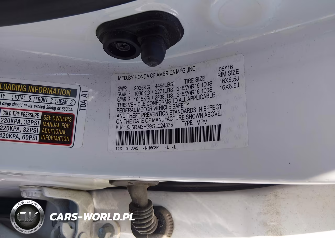 2016 Honda Cr-V Lx VIN:5J6RM3H39GL024375 - 9