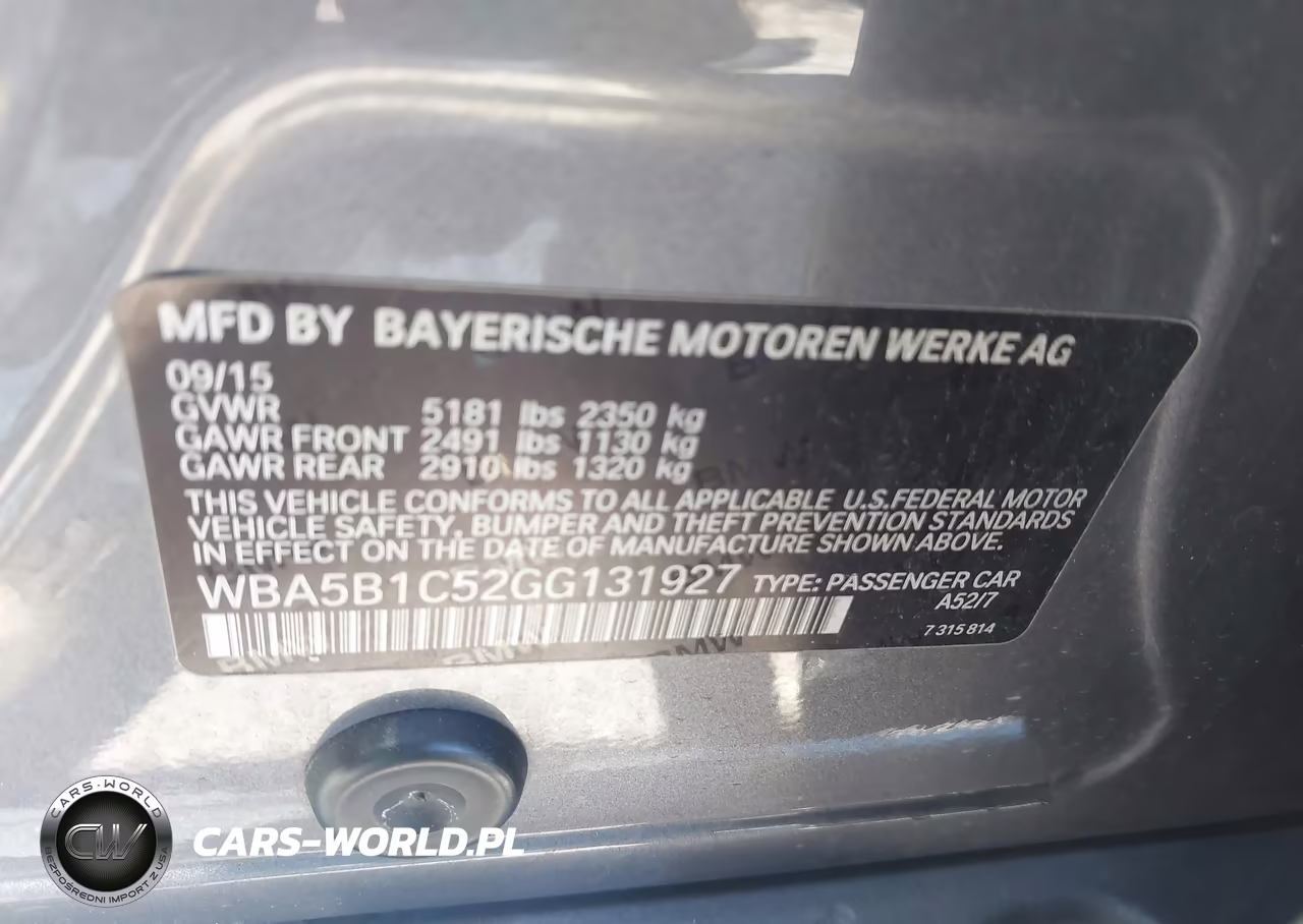 2016 BMW 535I VIN:WBA5B1C52GG131927 - 9