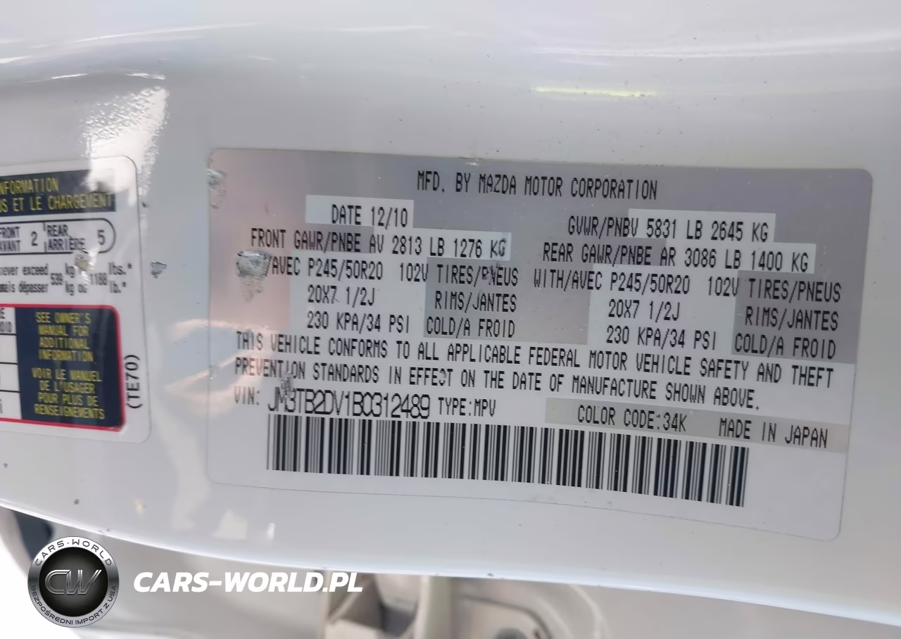 2011 Mazda Cx-9 Grand Touring VIN:JM3TB2DV1B0312489 - 9
