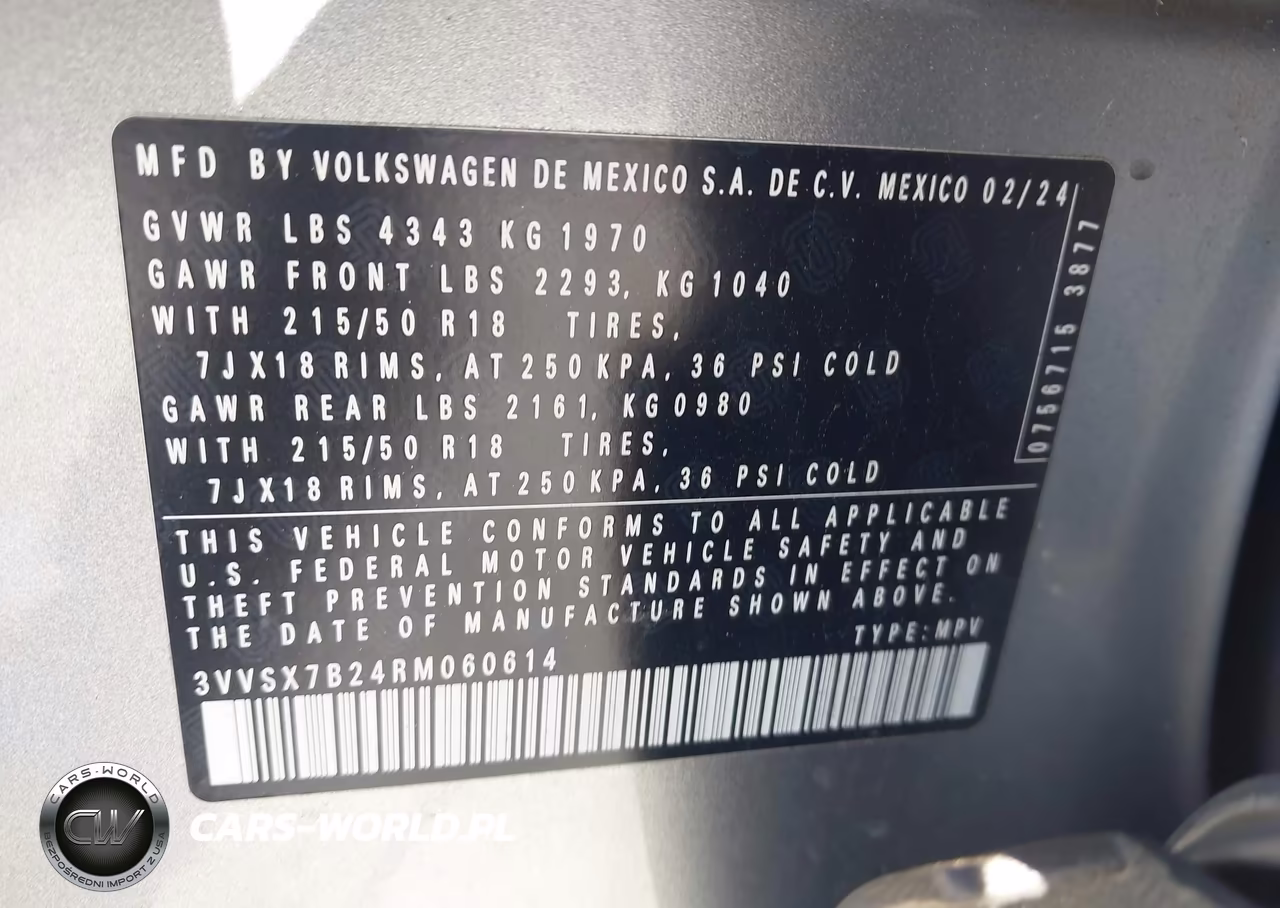 2024 Volkswagen Taos 1.5T Se VIN:3VVSX7B24RM060614 - 9