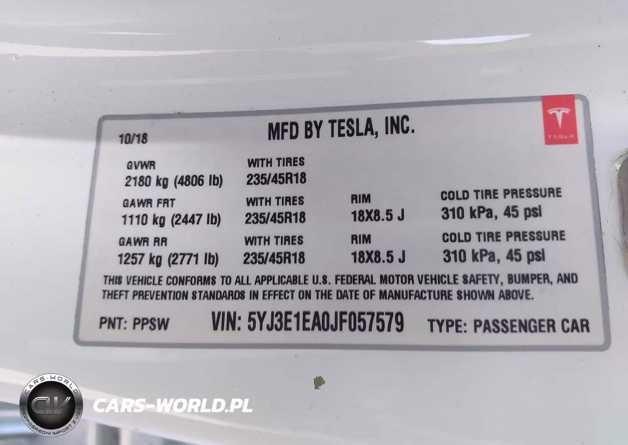2018 Tesla Model 3 Long Range-Mid Range VIN:5YJ3E1EA0JF057579 - 9