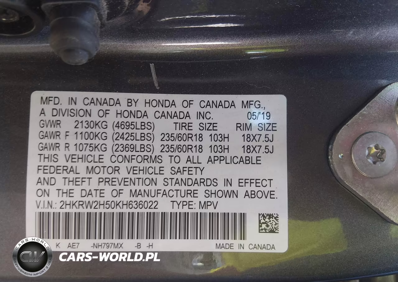 2019 Honda Cr-V Ex VIN:2HKRW2H50KH636022 - 9