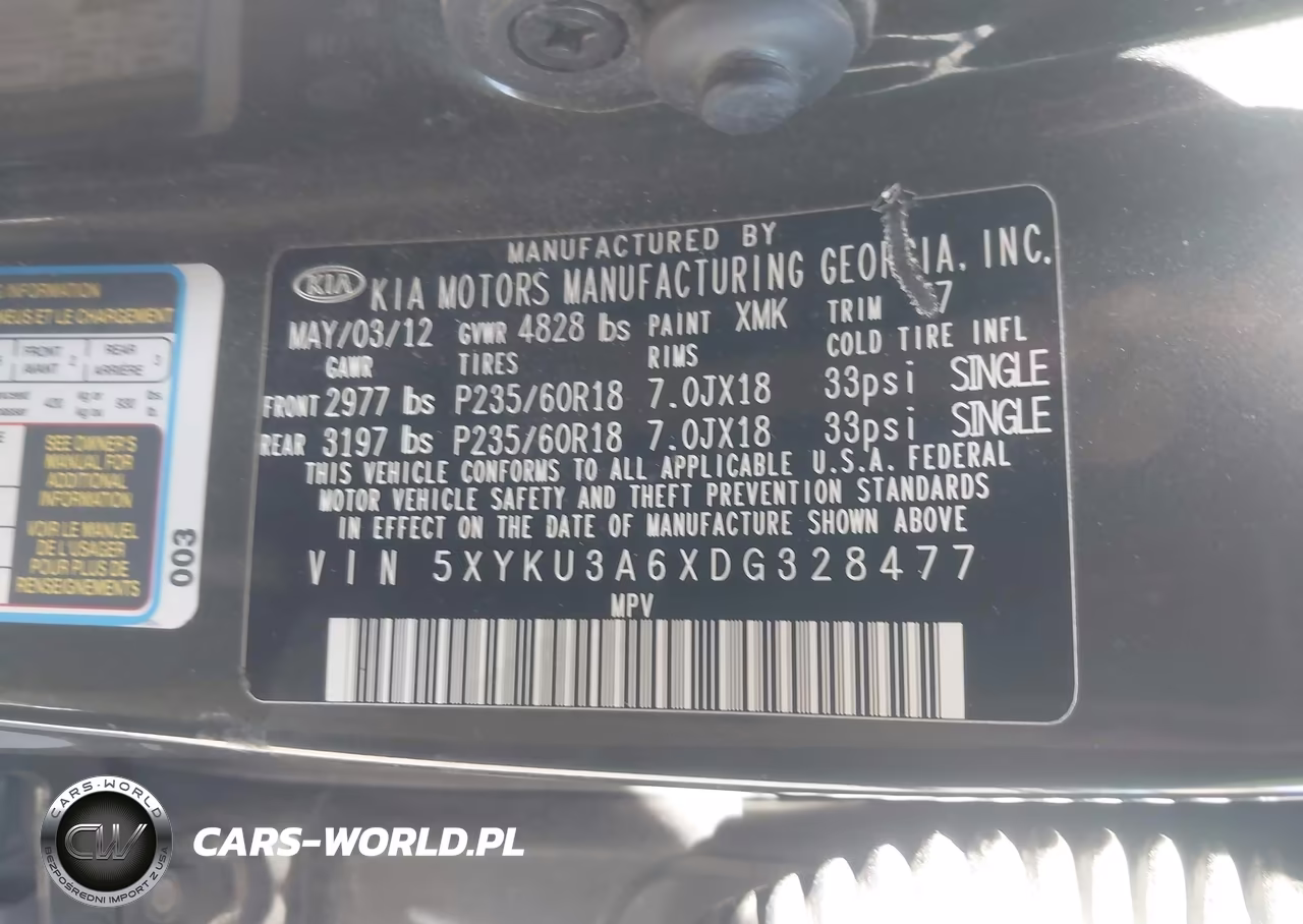 2013 Kia Sorento Ex VIN:5XYKU3A6XDG328477 - 9