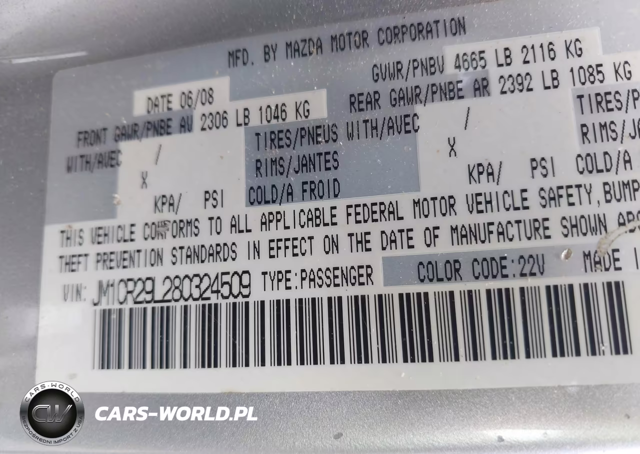 2008 Mazda Mazda5 Sport VIN:JM1CR29L280324509 - 9
