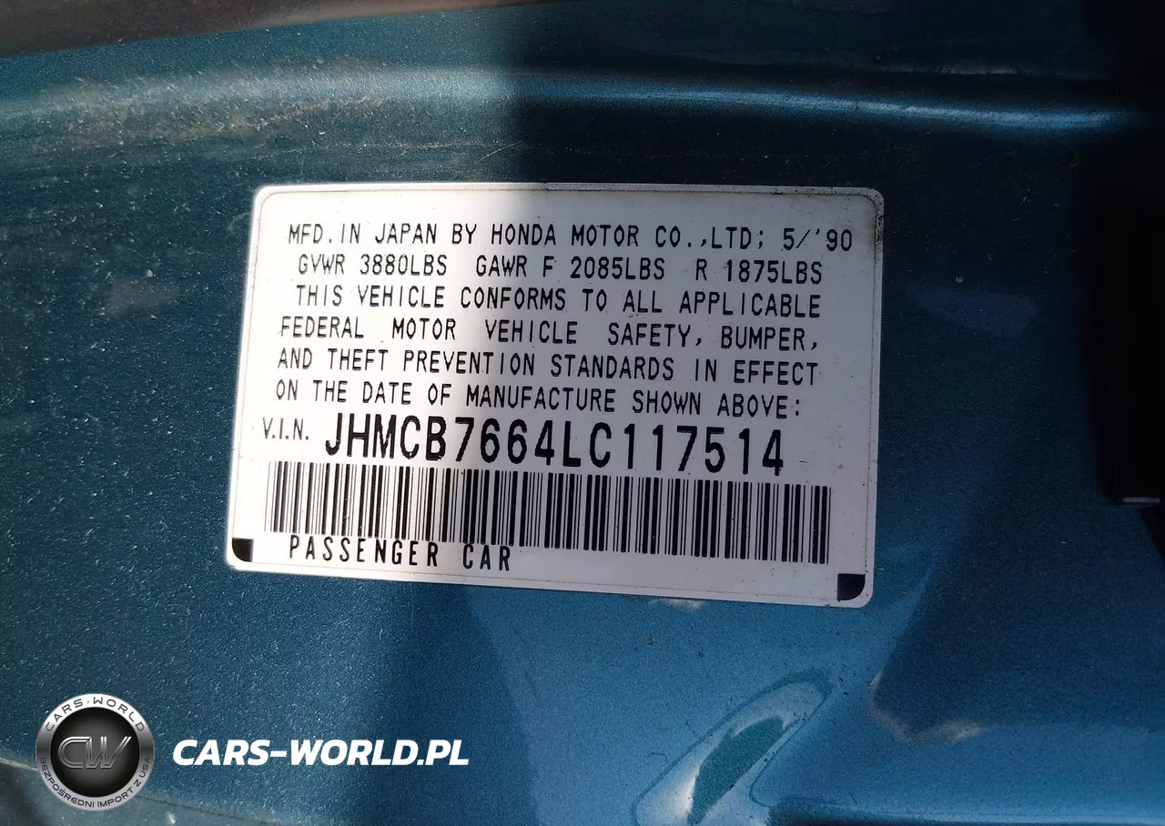 1990 Honda Accord Ex-Ex-R VIN:JHMCB7664LC117514 - 9