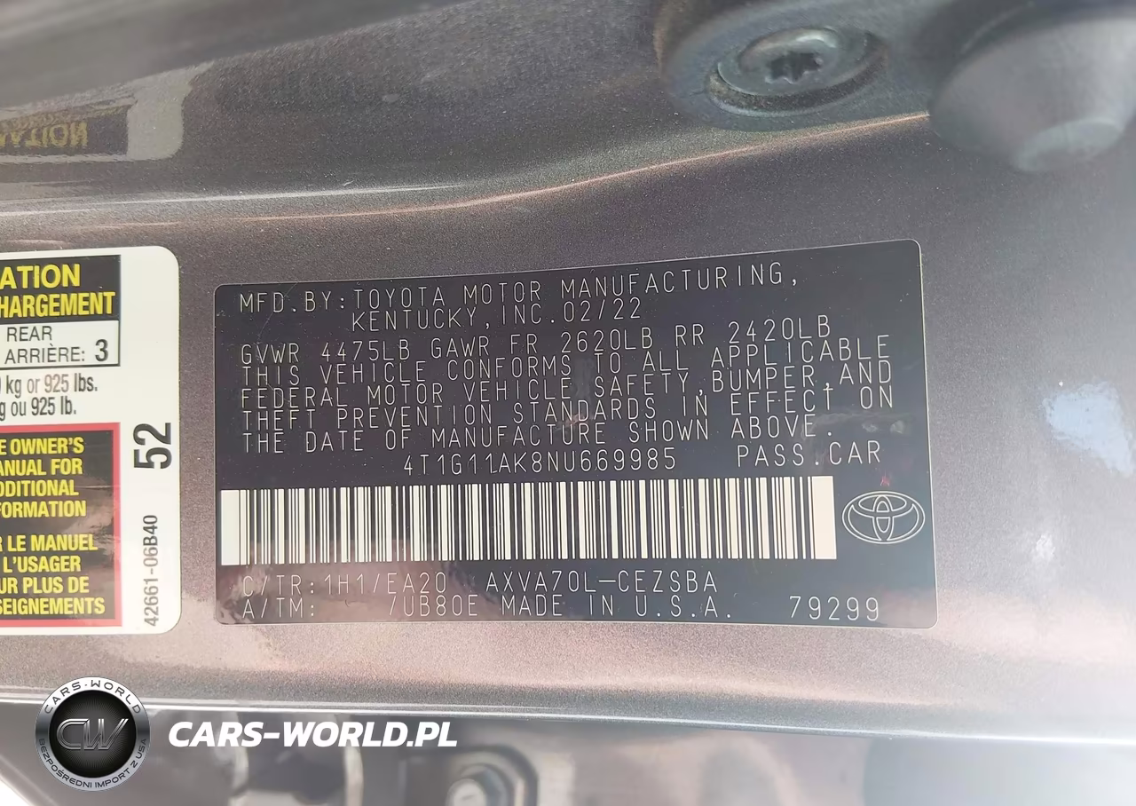 2022 Toyota Camry Se VIN:4T1G11AK8NU669985 - 9