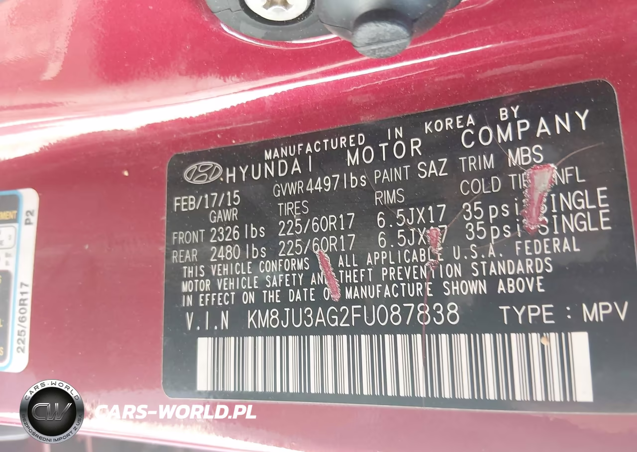 2015 Hyundai Tucson Se VIN:KM8JU3AG2FU087838 - 9