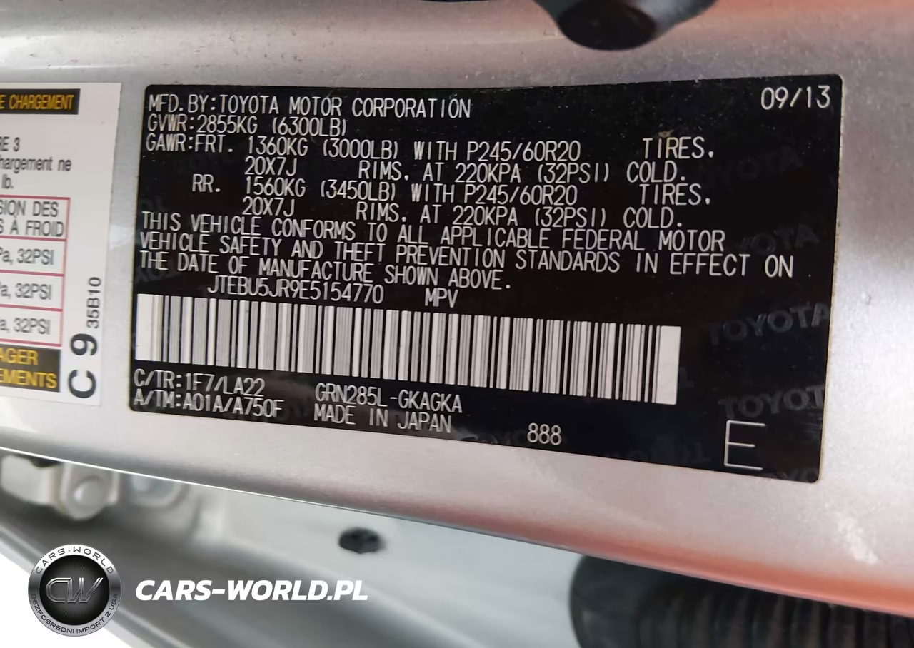 2014 Toyota 4Runner Limited VIN:JTEBU5JR9E5154770 - 9