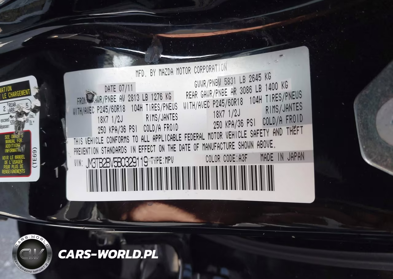 2011 Mazda Cx-9 Sport VIN:JM3TB2BV5B0329119 - 9