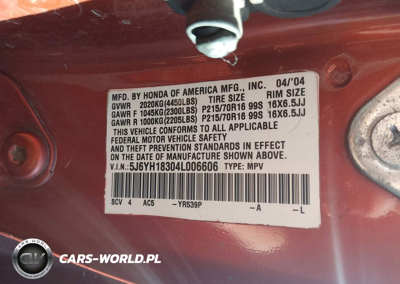 2004 Honda Element Lx VIN:5J6YH18304L006606 - 9