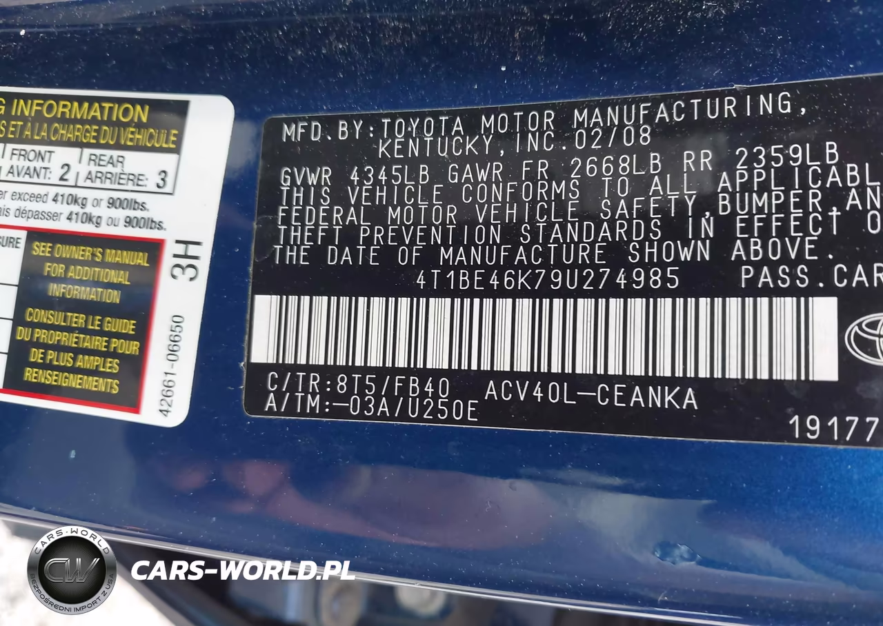 2009 Toyota Camry VIN:4T1BE46K79U274985 - 9