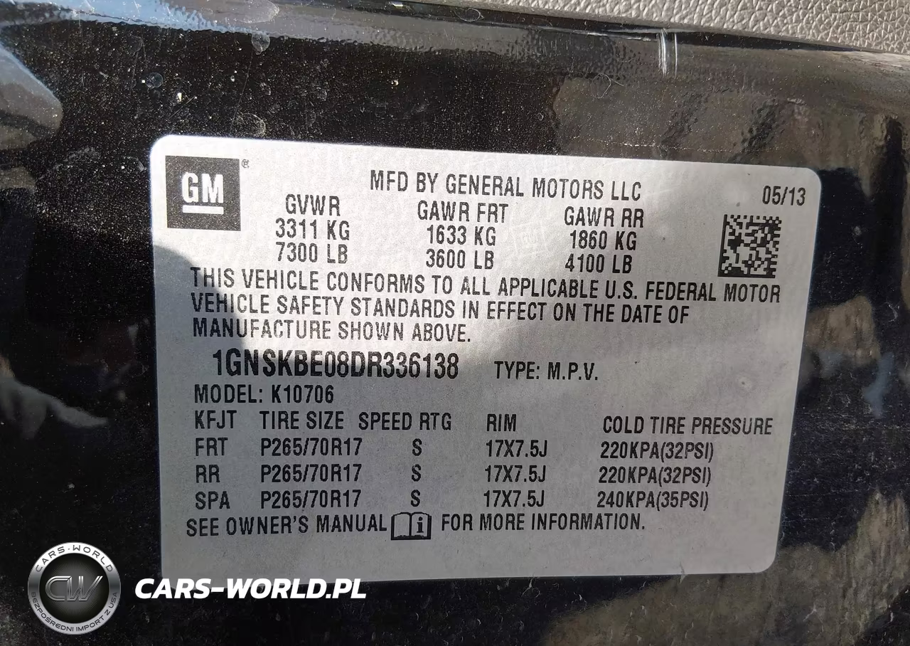 2013 Chevrolet Tahoe K1500 Lt VIN:1GNSKBE08DR336138 - 9