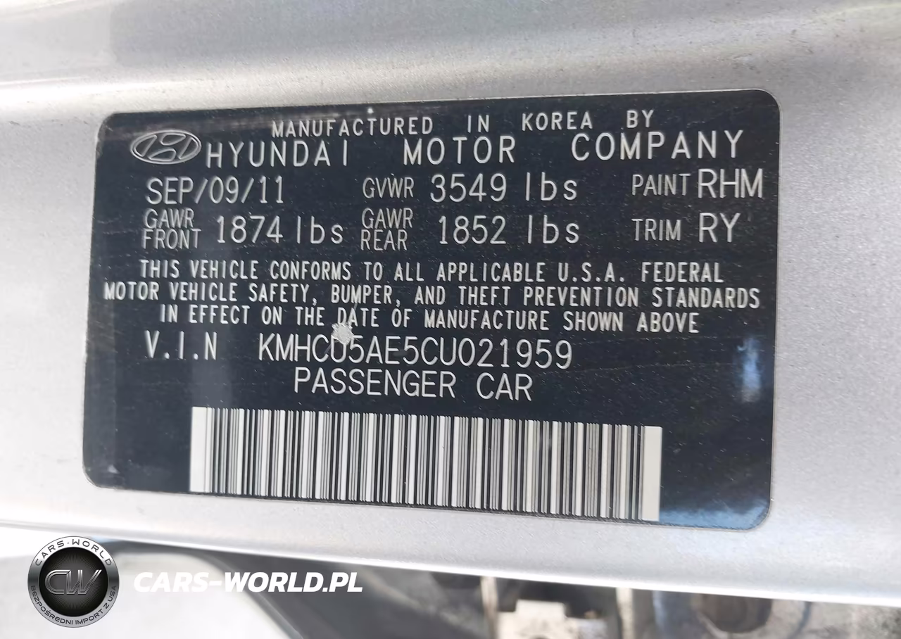 2012 Hyundai Accent Se VIN:KMHCU5AE5CU021959 - 9