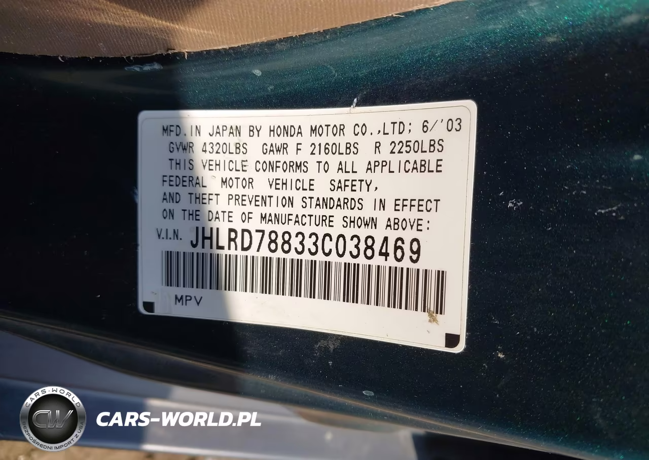 2003 Honda Cr-V Ex VIN:JHLRD78833C038469 - 9