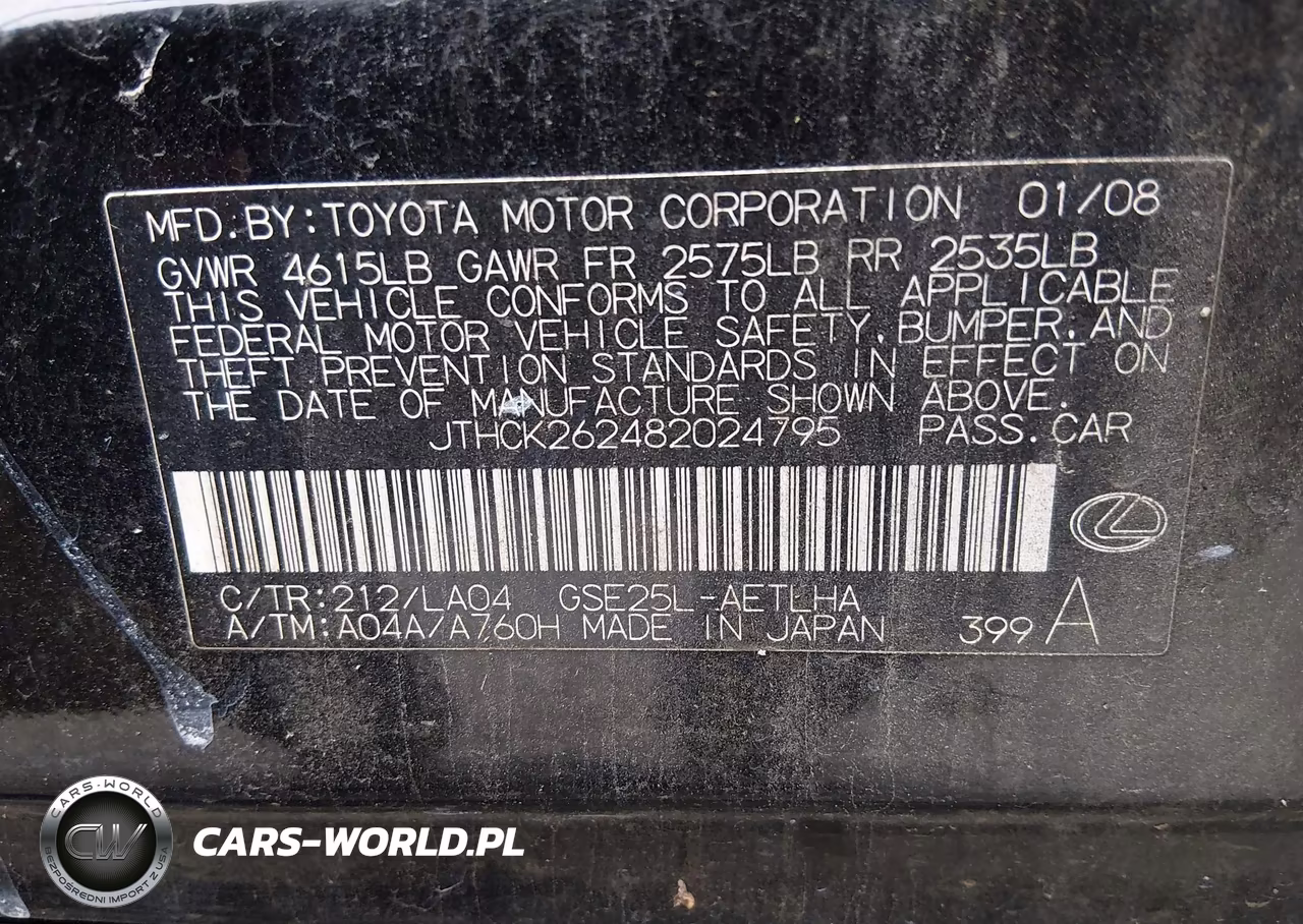 2008 Lexus Is 250 VIN:JTHCK262482024795 - 9