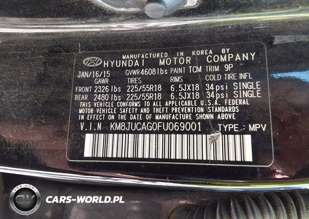 2015 Hyundai Tucson Limited VIN:KM8JUCAG0FU069001 - 9