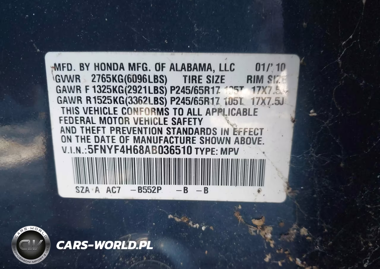 2010 Honda Pilot Ex-L VIN:5FNYF4H68AB036510 - 9