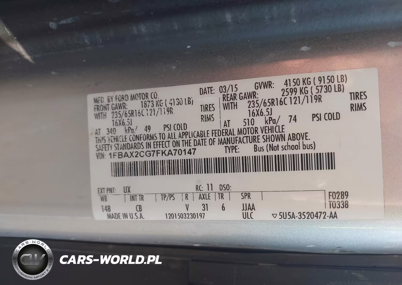2015 Ford Transit-350 Xlt VIN:1FBAX2CG7FKA70147 - 9