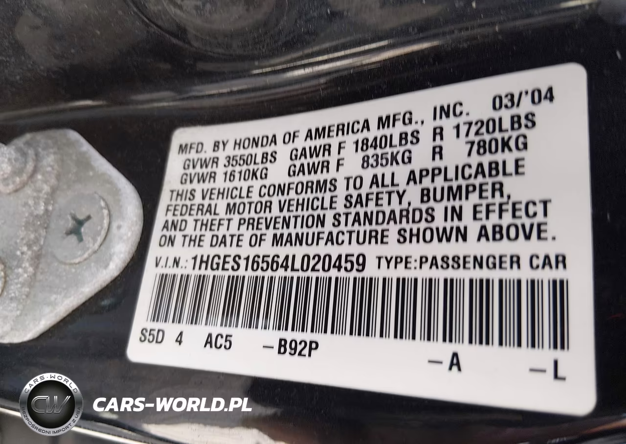 2004 Honda Civic Lx VIN:1HGES16564L020459 - 9
