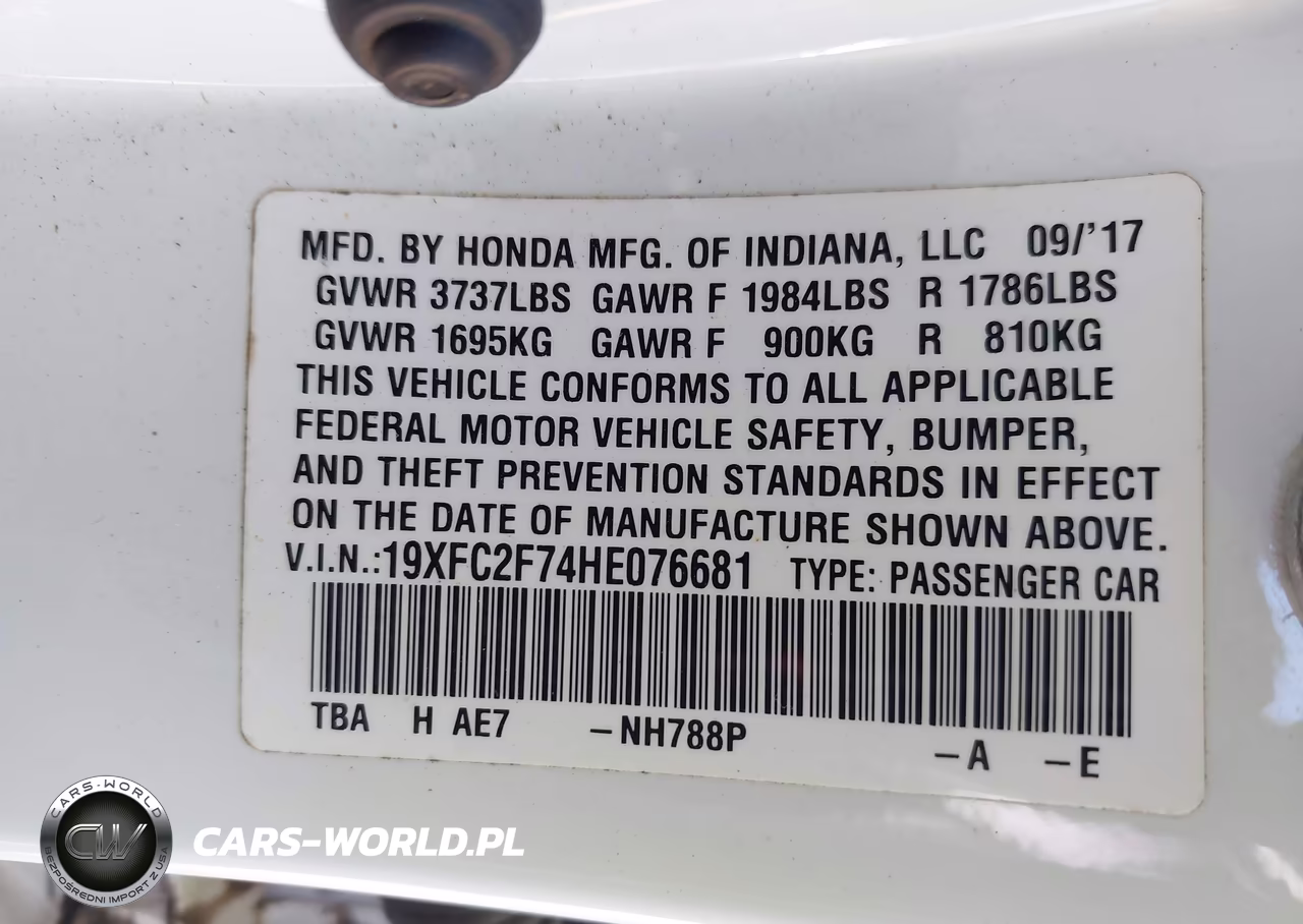2017 Honda Civic Ex VIN:19XFC2F74HE076681 - 9