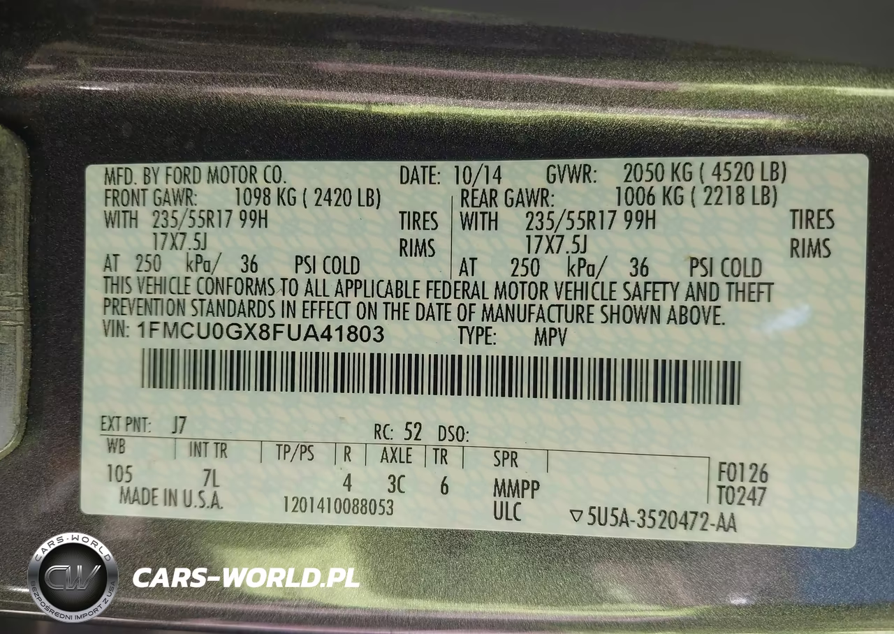 2015 Ford Escape Se VIN:1FMCU0GX8FUA41803 - 9