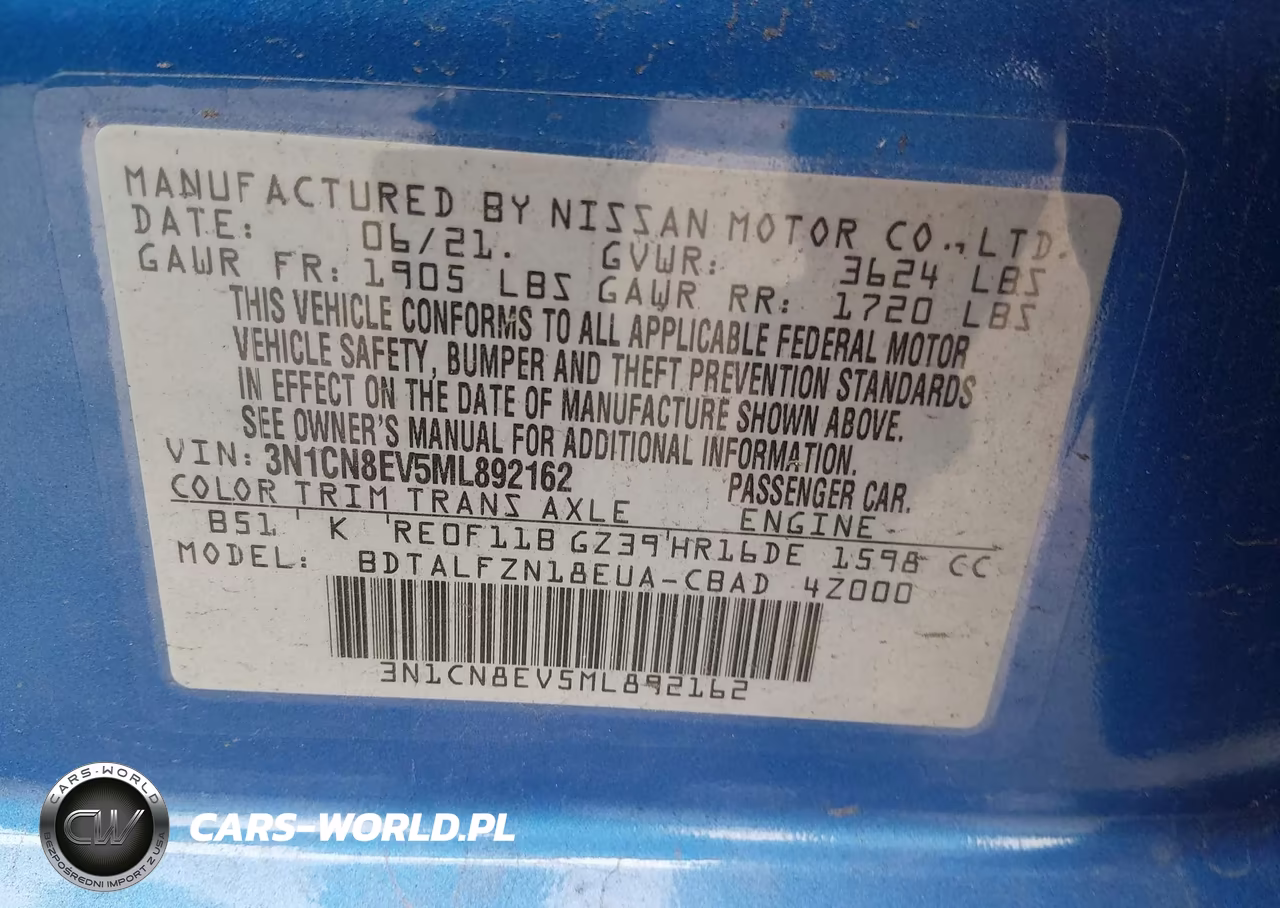2021 Nissan Versa Sv Xtronic Cvt VIN:3N1CN8EV5ML892162 - 9