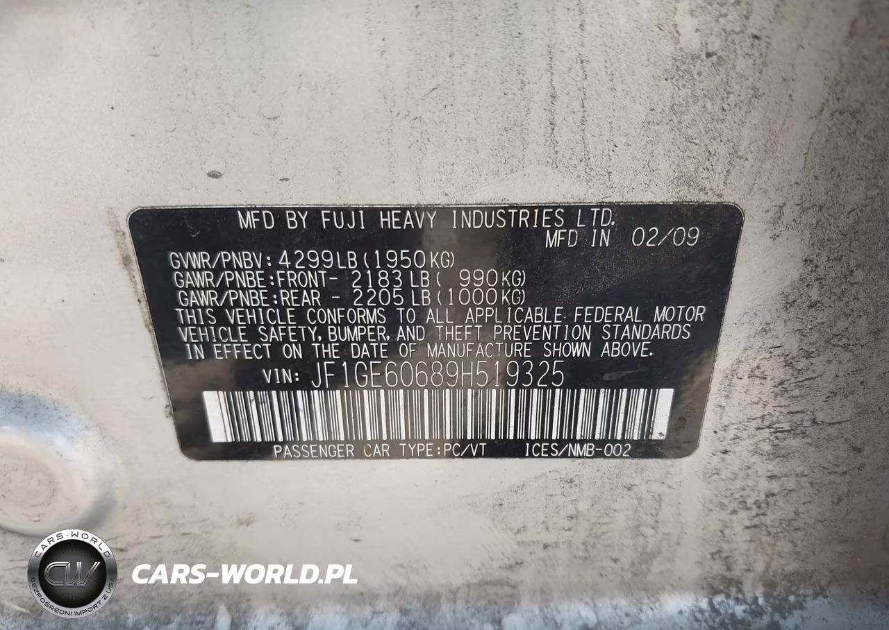 2009 Subaru Impreza 2.5I VIN:JF1GE60689H519325 - 9