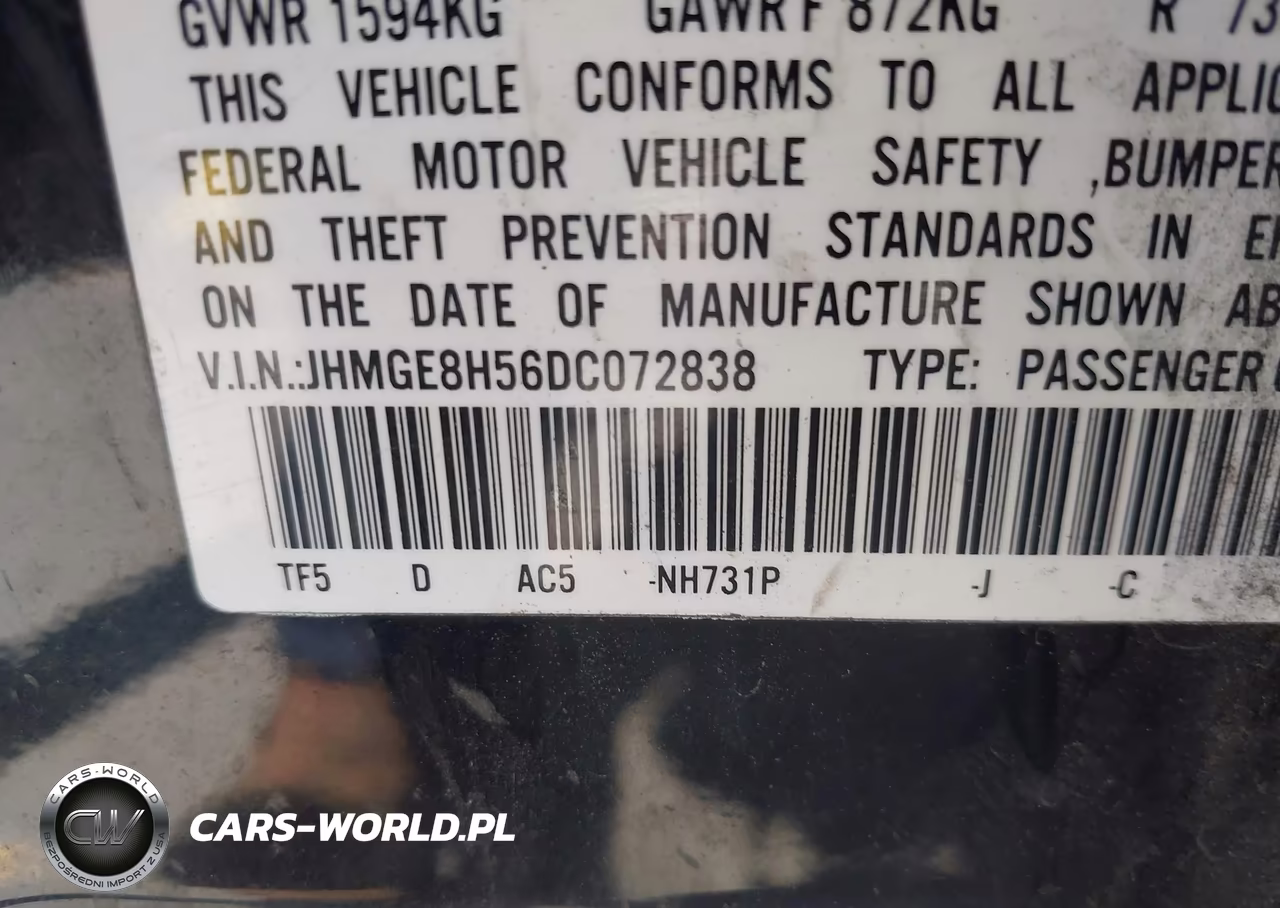 2013 Honda Fit Sport VIN:JHMGE8H56DC072838 - 9