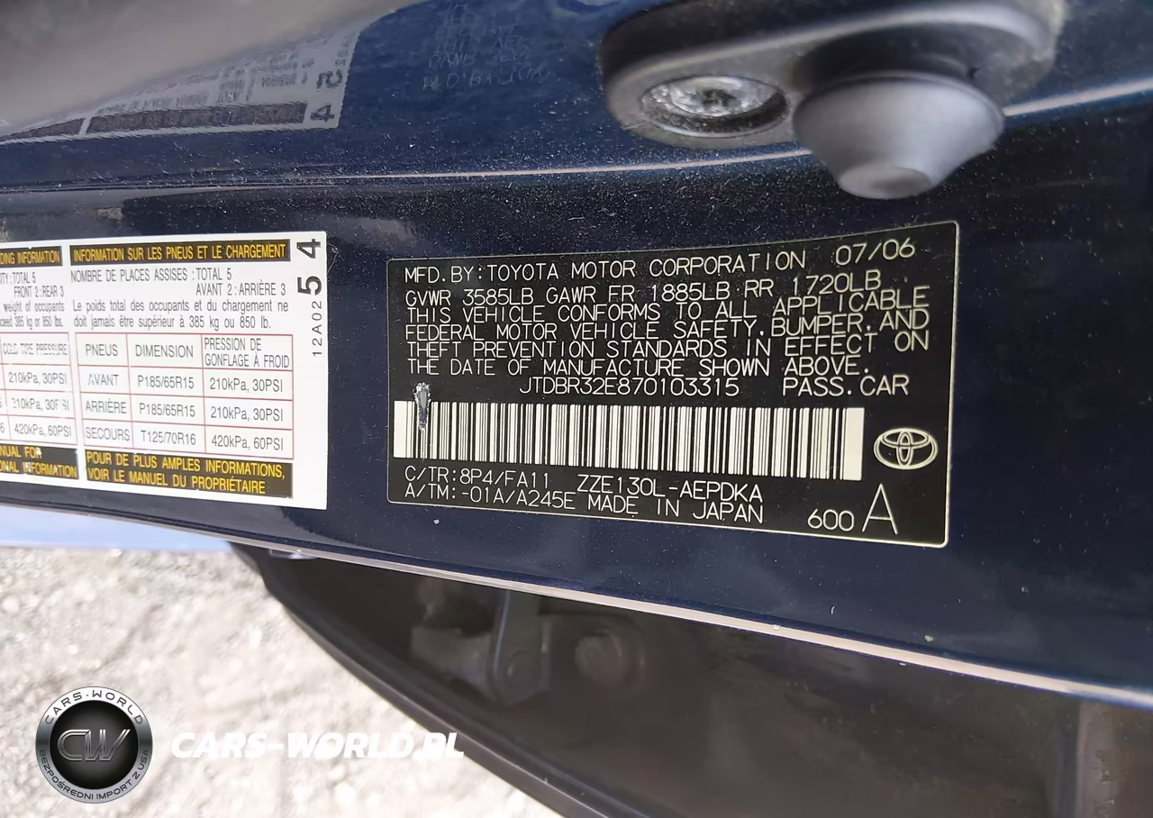 2007 Toyota Corolla Ce-Le-S VIN:JTDBR32E870103315 - 9