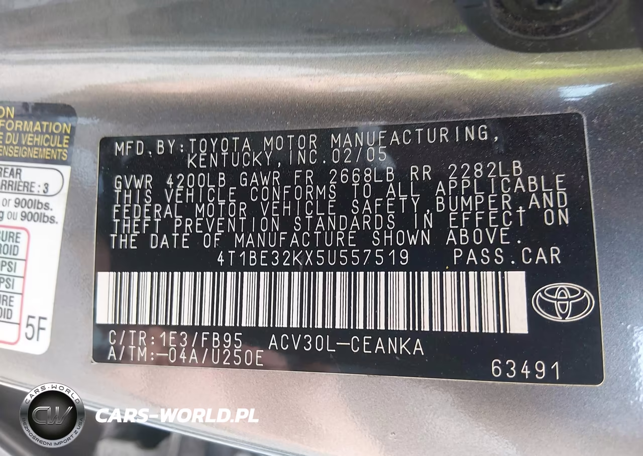 2005 Toyota Camry Le VIN:4T1BE32KX5U557519 - 9