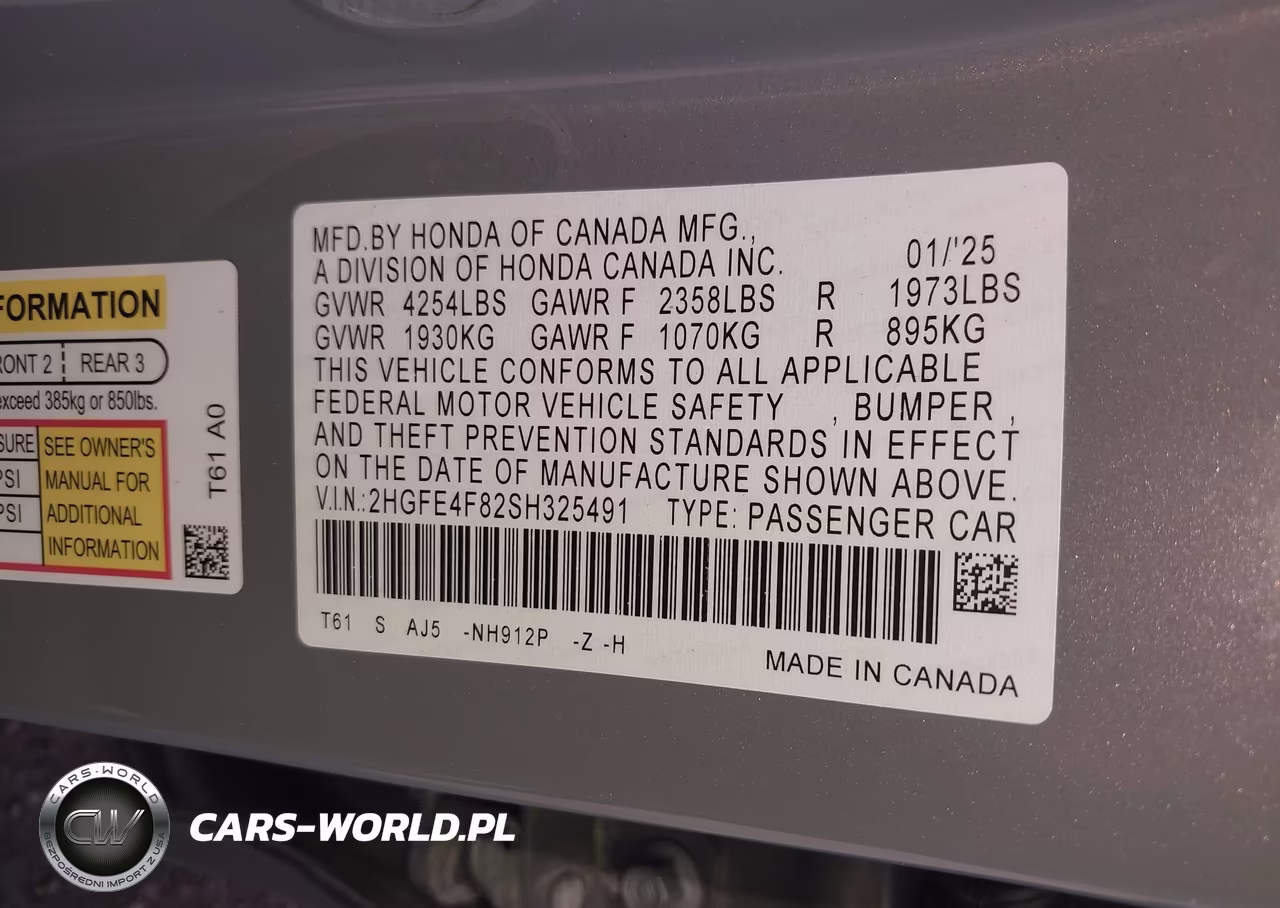2025 Honda Civic Hybrid Sport-Sport Touring VIN:2HGFE4F82SH325491 - 9