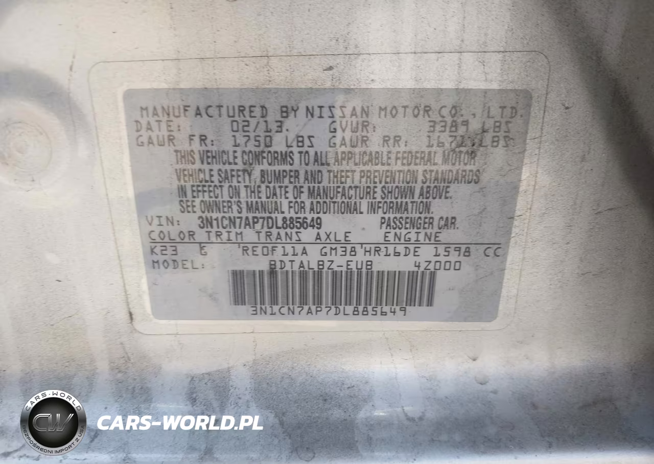 2013 Nissan Versa 1.6 Sv VIN:3N1CN7AP7DL885649 - 9