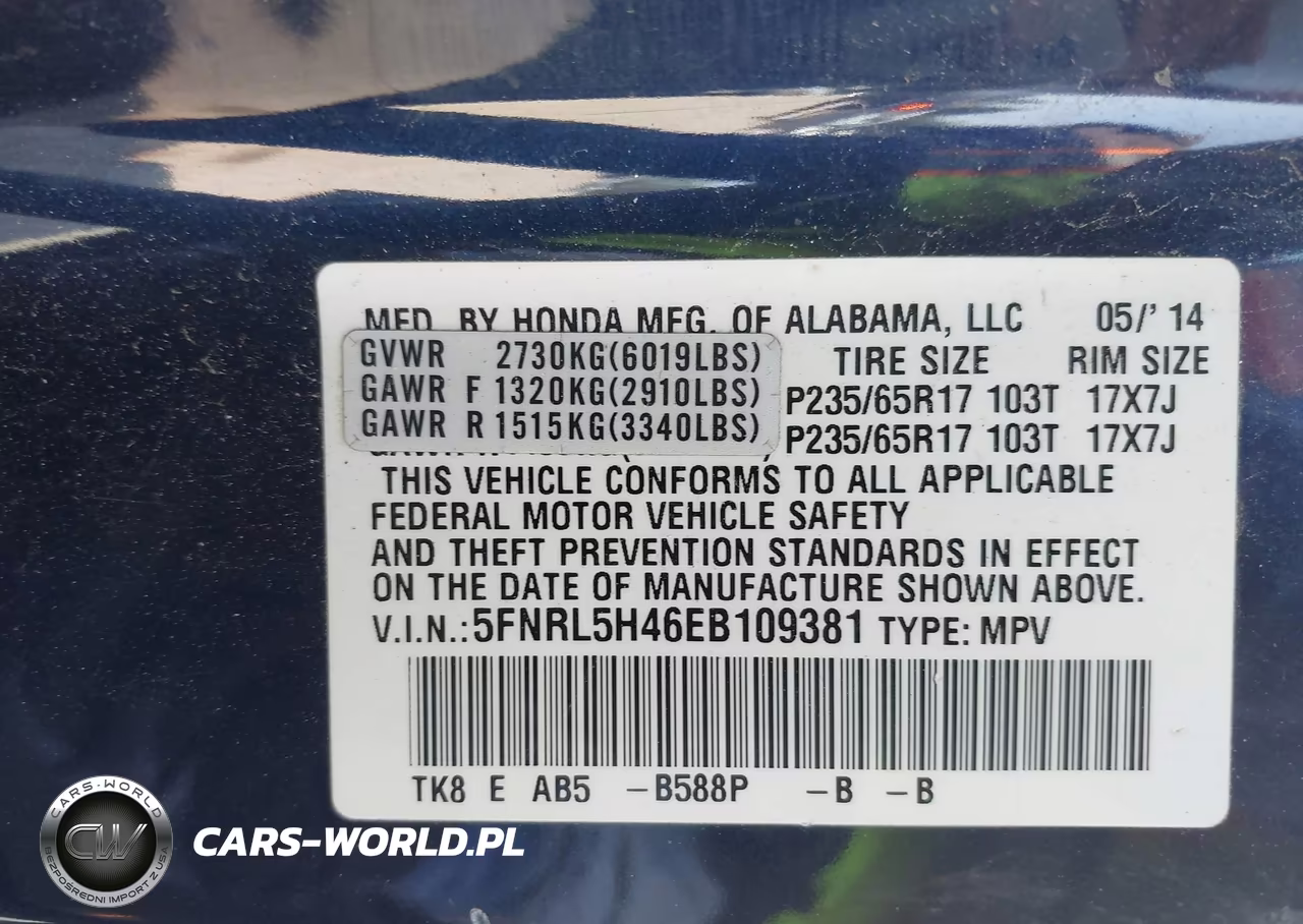 2014 Honda Odyssey Ex VIN:5FNRL5H46EB109381 - 9