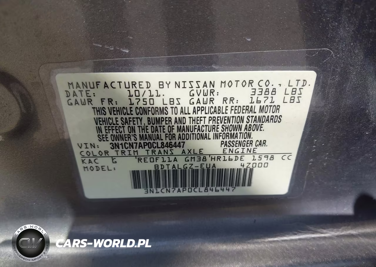 2012 Nissan Versa 1.6 Sl VIN:3N1CN7AP0CL846447 - 9