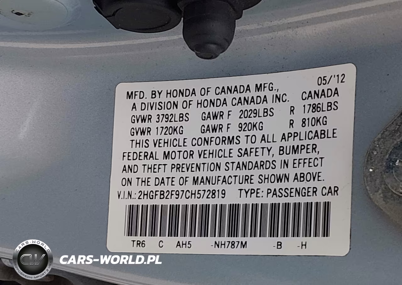 2012 Honda Civic Ex-L VIN:2HGFB2F97CH572819 - 9