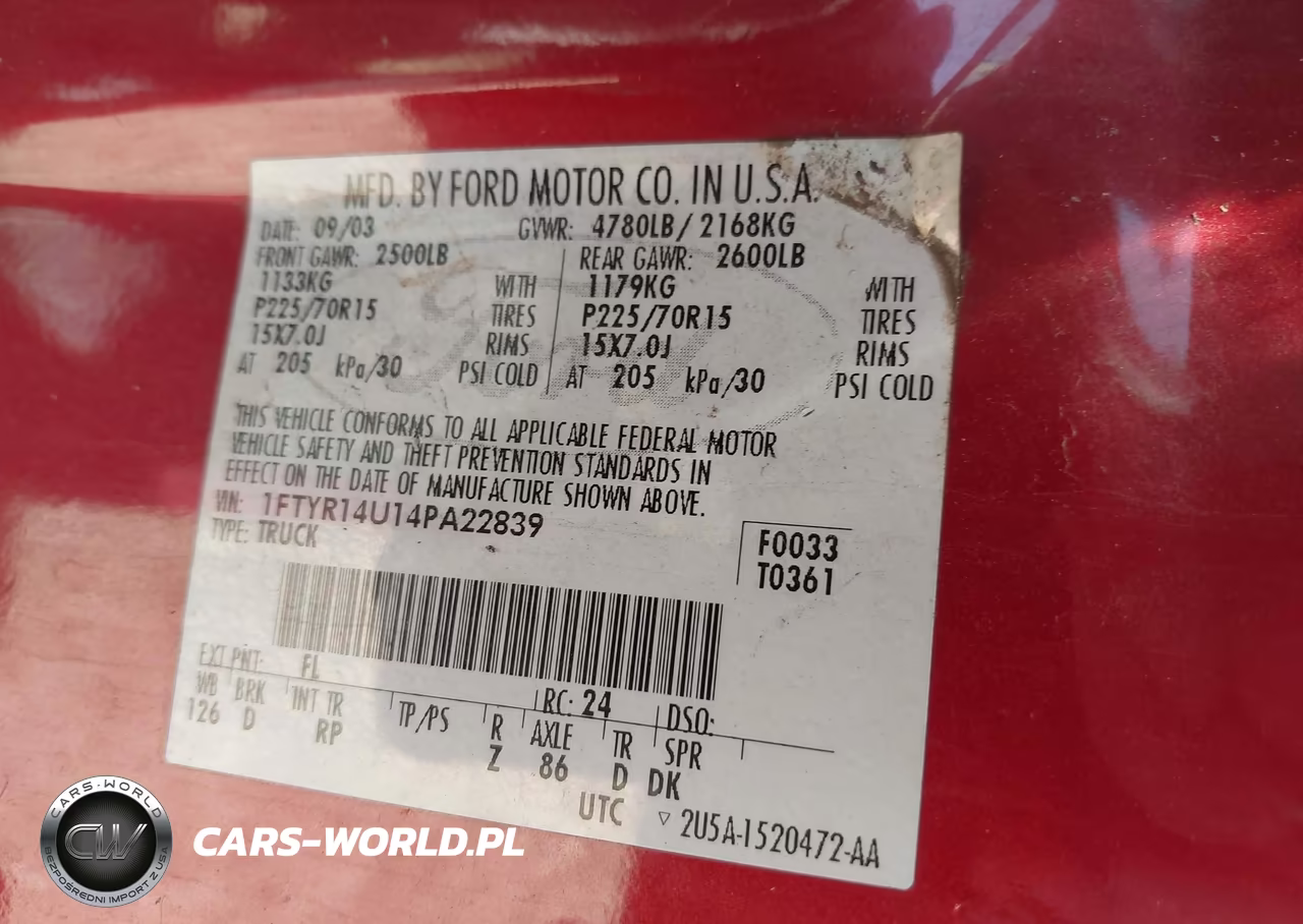 2004 Ford Ranger Edge-Tremor-Xl-Xlt VIN:1FTYR14U14PA22839 - 9